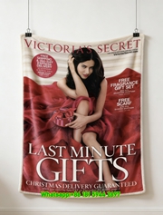 Victoria's Secret Red Icon Flannel Sofa Throw Blanket V061